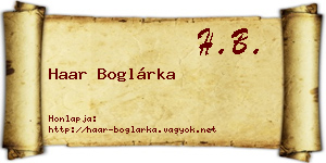 Haar Boglárka névjegykártya